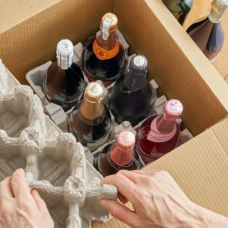 LAVEX Molded Fiber 6 Bottle Upright Wine Shipper 442FTUP6SET